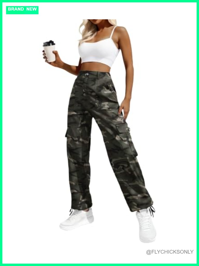 High Waisted Cargo Pants With 6 Pockets Y2k Streetwear Baggy Stretchy Joggers